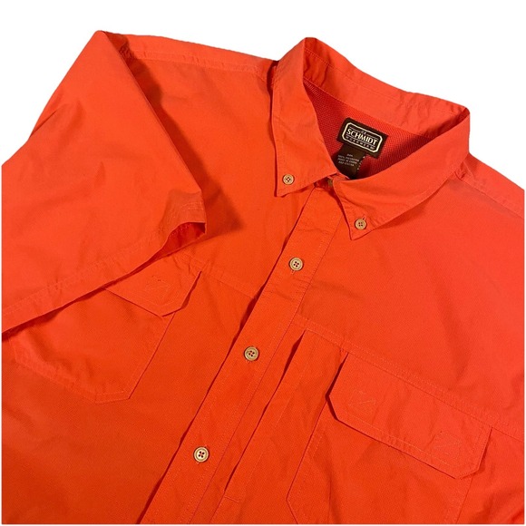 CE Schmidt Workwear  Mens 3XL Short Sleeve Button Up Orange Pockets Vented Shirt - Picture 1 of 11
